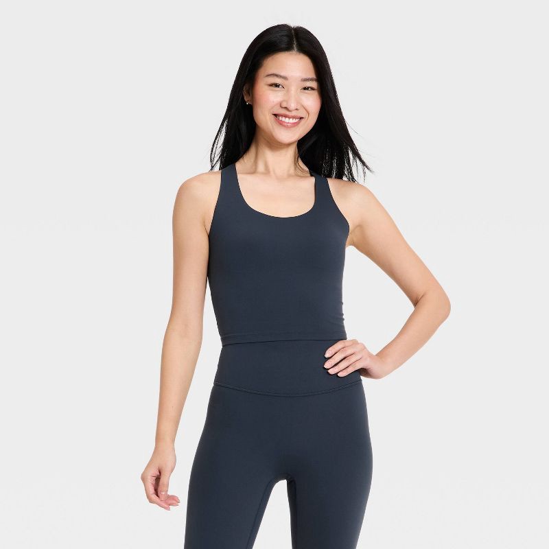 slide 1 of 5, Women's Everyday Soft Racerback Tank Top - All In Motion™ Navy Blue XL, 1 ct