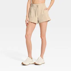 Women's Active Light Woven Mid-Rise Shorts 4" - All In Motion™ Khaki XXL