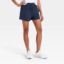Women's Active Light Woven Mid-Rise Shorts 4" - All In Motion™ Navy Blue M