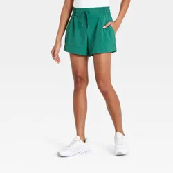 Women's Active Light Woven Mid-Rise Shorts 4" - All In Motion™ Forest Green M