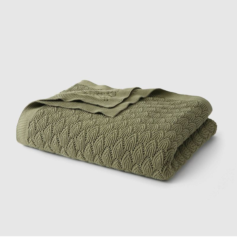 slide 1 of 6, Jeremiah Brent Home Pointelle Throw Solid Marsh, 1 ct