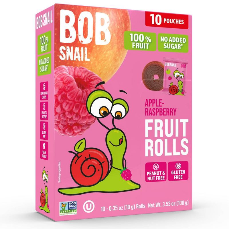 slide 1 of 9, Bob Snail Apple Raspberry Fruit Rolls - 3.53oz/10ct, 3.53 oz, 10 ct