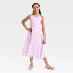 Girls' Chiffon Floral Printed Ruffle Maxi A-Line Dress - Cat & Jack™ Pink XS