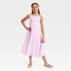 Girls' Chiffon Floral Printed Ruffle Maxi A-Line Dress - Cat & Jack™ Pink S