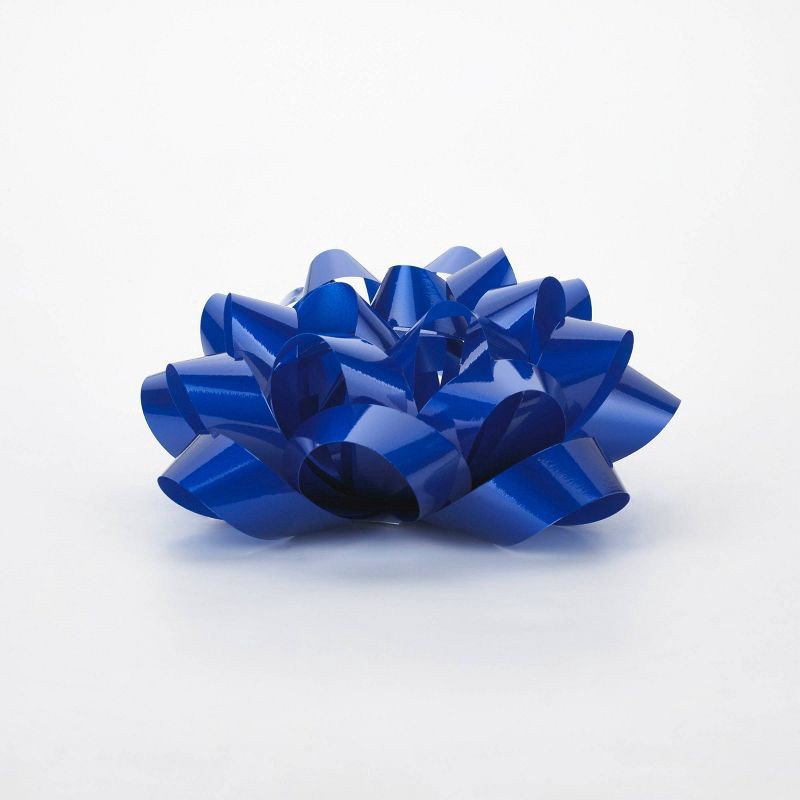 slide 2 of 3, Bows And Sparkles 6" Large Glossy Gift Bow Blue, 1 ct