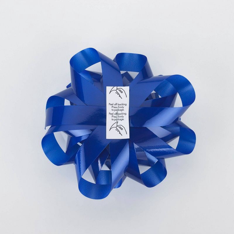 slide 3 of 3, Bows And Sparkles 6" Large Glossy Gift Bow Blue, 1 ct