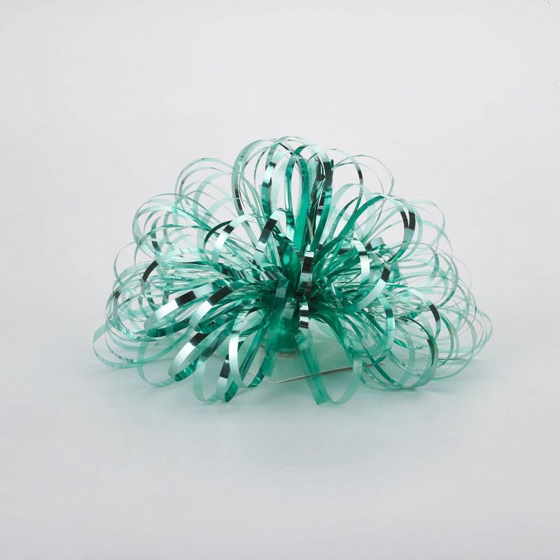 slide 2 of 3, Bows And Sparkles 5" Tinsel Pom Gift Bow Green, 1 ct