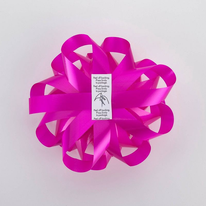 slide 3 of 3, Bows And Sparkles 6" Large Glossy Gift Bow Pink, 1 ct