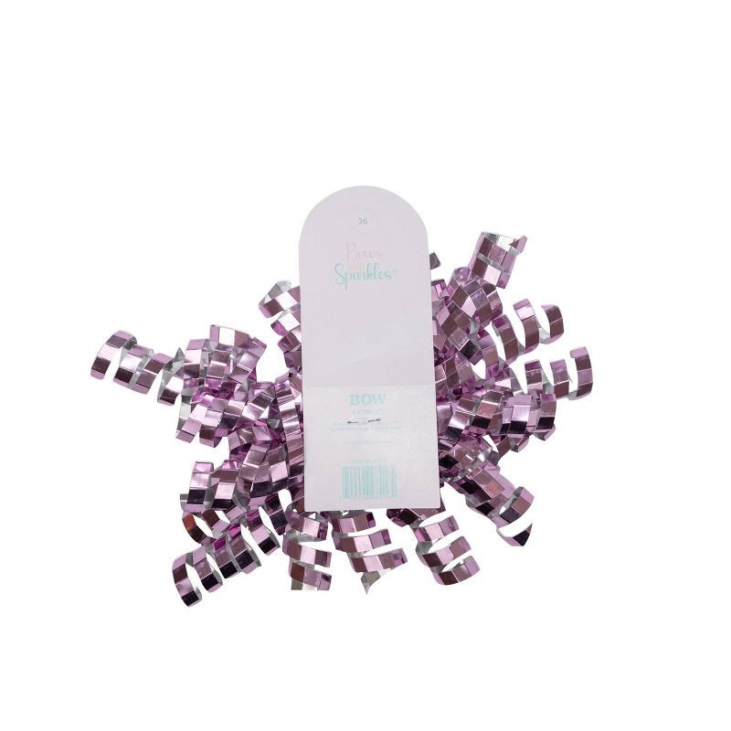 slide 2 of 2, Bows And Sparkles 7" Glitter Crimped Curl Swirl Gift Bow Pink, 1 ct