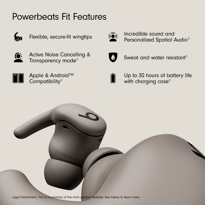 slide 4 of 10, Beats Powerbeats Fit Wireless Earbuds - Gravel Gray, 1 ct