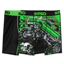 PSD Boys' 2pk Monster Truck Printed Boxer Briefs - Green M