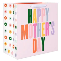 American Greetings Jumbo Mother's Day Gift Bag, Floral 15"x15" Designed by Spaghetti and Meatballs