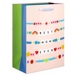 American Greetings Large Mother's Day Gift Bag, Friendship Bracelets 13"x10" Designed by Spaghetti and Meatballs