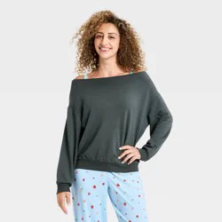 Women's Off-The-Shoulder PeachySoft Fleece Crewneck Sweatshirt - Wild Fable™ Black XS