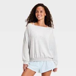 Women's Off-The-Shoulder PeachySoft Fleece Crewneck Sweatshirt - Wild Fable™ Gray XXL