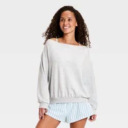 Women's Off-The-Shoulder PeachySoft Fleece Crewneck Sweatshirt - Wild Fable™ Gray XXL