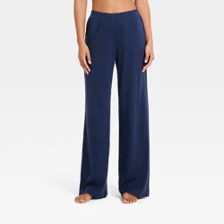 Women's Knit Wide Leg Pajama Pants - Wild Fable™ Blue L