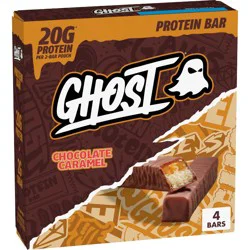 GHOST Chocolate Caramel Protein Bar - 20g Protein - 9.2oz/4pk