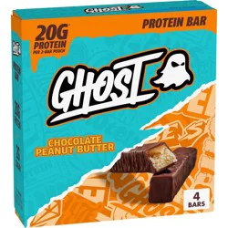 GHOST Chocolate Peanut Butter Protein Bar - 20g Protein - 9.2oz/4pk