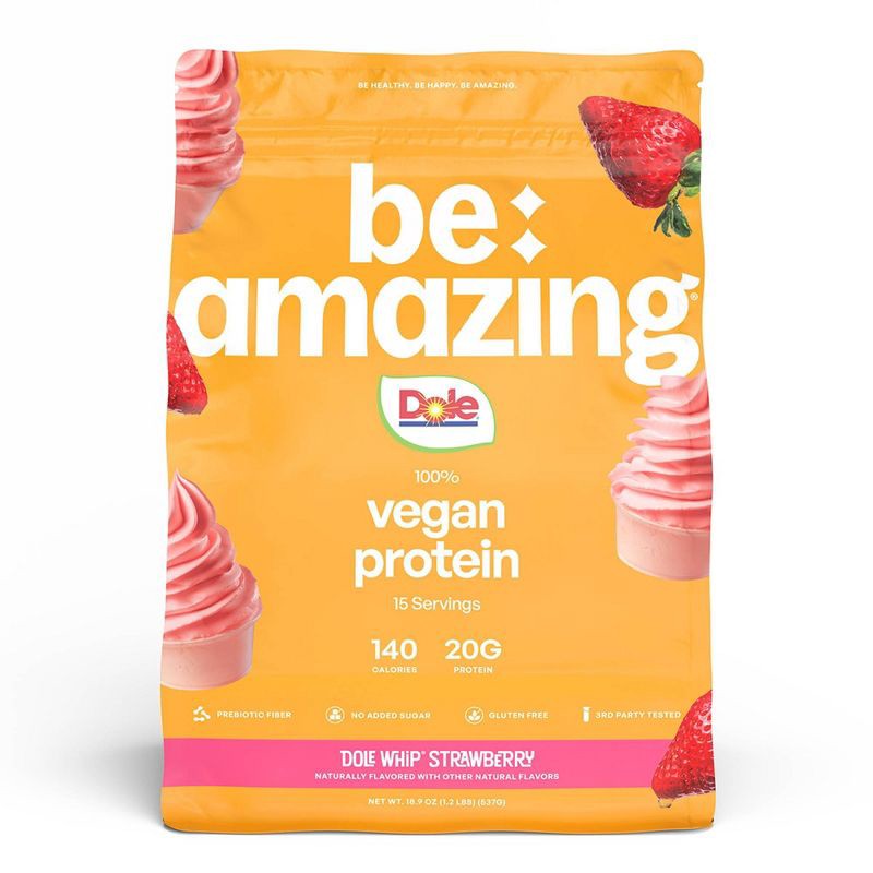 slide 1 of 1, Be Amazing Dole Whip Vegan Protein Powder - Strawberry - 18.94oz, 18.94 oz