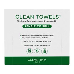 Clean Skin Club Sensitive Skin Cleansing Towels - XL - 10ct: Alcohol-Free, Trial Size, Facial Cleansers