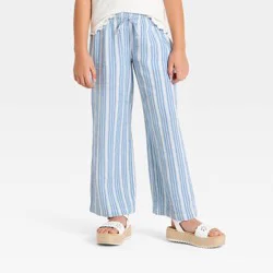 Girls' Striped Pull-on Beach Pants - Cat & Jack™ Blue L