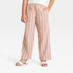 Girls' Striped Pull-on Beach Pants - Cat & Jack™ Tan M