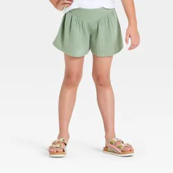Girls' Woven Beach Shorts - Cat & Jack™ Olive Green M