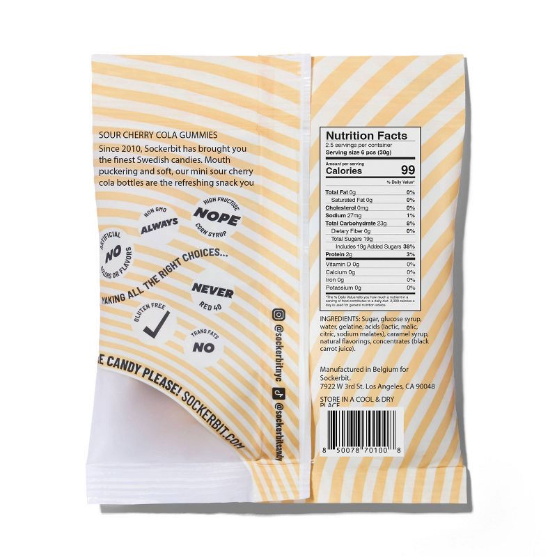 slide 2 of 4, Sockerbit Sour Cola & Cherry Bottles Candies - 2.82oz, 2.82 oz