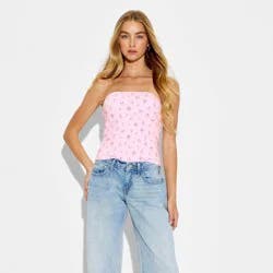 Women's ButterBliss Reversible Tube Top - Wild Fable™ Light Pink Strawberries S
