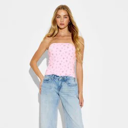 Women's ButterBliss Reversible Tube Top - Wild Fable™ Light Pink Strawberries M
