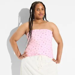 Women's ButterBliss Reversible Tube Top - Wild Fable™ Light Pink Strawberries XXL