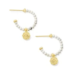 Kendra Scott Marie Beaded Huggie Earrings - Gold/White Variegated Magnesite One Size
