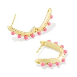 Kendra Scott Emma Framed Huggie Earrings - Gold/Dark Pink Enamel One Size