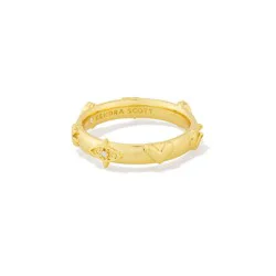 Kendra Scott Lucky Charm Band Ring - Gold/White Cz 8