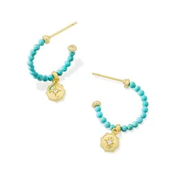 Kendra Scott Marie Beaded Huggie Earrings - Gold Variegated/Turquoise Magnesite One Size