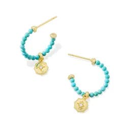Kendra Scott Marie Beaded Huggie Earrings - Gold Variegated/Turquoise Magnesite One Size