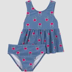 Carter's Just One You® Toddler Girls' Floral Two Piece Tankini Swimsuit - Blue 4T