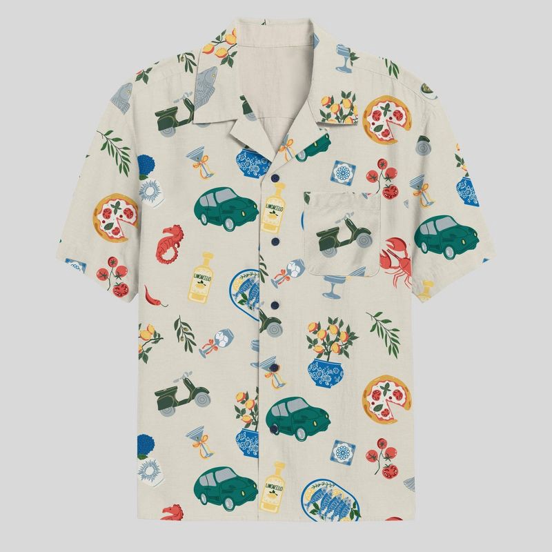 slide 1 of 3, Mad Engine Men's Vacation Print Short Sleeve Button-Down Shirt - Cream L, 1 ct