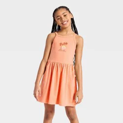 Girls' Palm Tree Skater Dress - Cat & Jack™ Peach Orange M