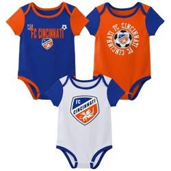 MLS FC Cincinnati Infant Boys' 3pk Bodysuit - 0-3M