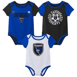 MLS San Jose Earthquakes Infant Boys' 3pk Bodysuit - 6-9M
