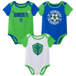 MLS Seattle Sounders Infant Boys' 3pk Bodysuit - 0-3M