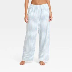Women's Lace Trim Flannel Pajama Pants - Wild Fable™ Blue Striped XS