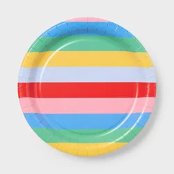20ct Rainbow Stripe Birthday Dinner Paper Plates - Spritz™"