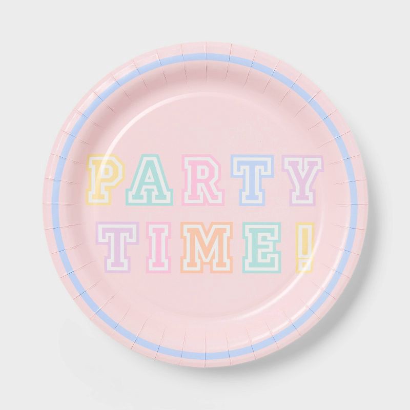 slide 1 of 3, 20ct "Party Time" Preppy Birthday Dinner Paper Plates- Spritz™", 20 ct