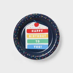 20ct Navy Birthday Cake Slice Snack Paper Plates - Spritz™"