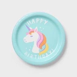 20ct Unicorn "Happy Birthday" Dinner Paper Plates - Spritz™