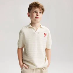 Boys' Short Sleeve Polo Sweater Lobster Icon - Cat & Jack™ Cream L