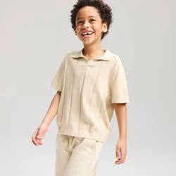 Boys' Short Sleeve Polo Sweater - Cat & Jack™ Tan M